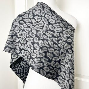 Amicale Silk Leopard Print Scarf Black & Gray Dark Academia Classic Preppy Boho